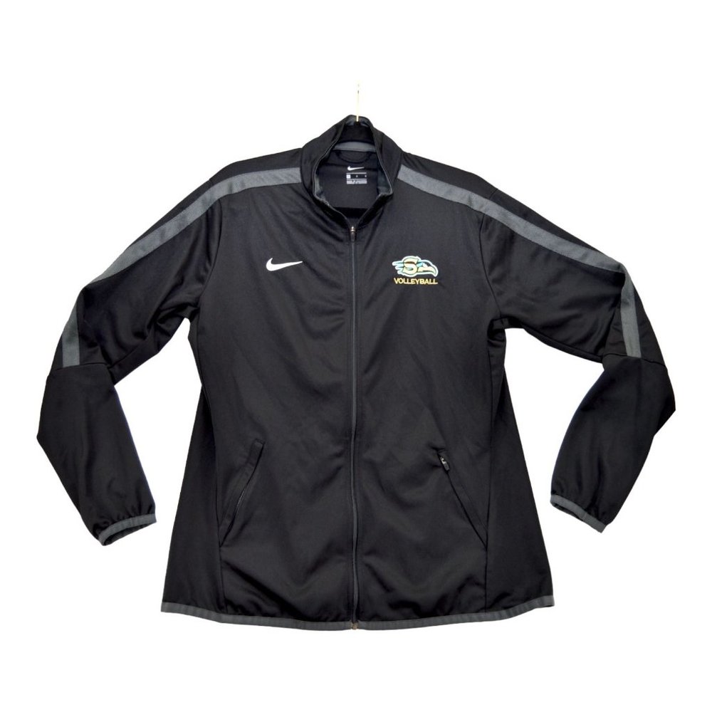 Vintage Nike Windbreaker Full Zip Up Jacket Black Mens Sz Large Iowa Volleyball
